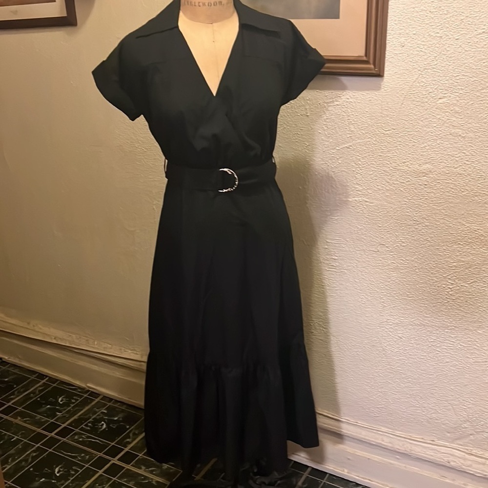 Elegant Black Belted Dress